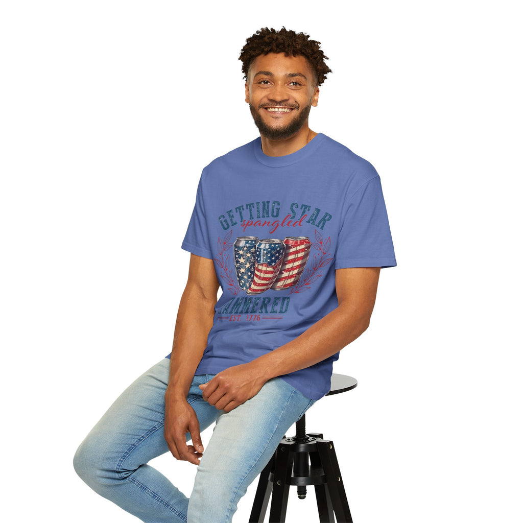 Getting Star Spangled Hammered T-Shirt — Patriotic Beer Can Graphic