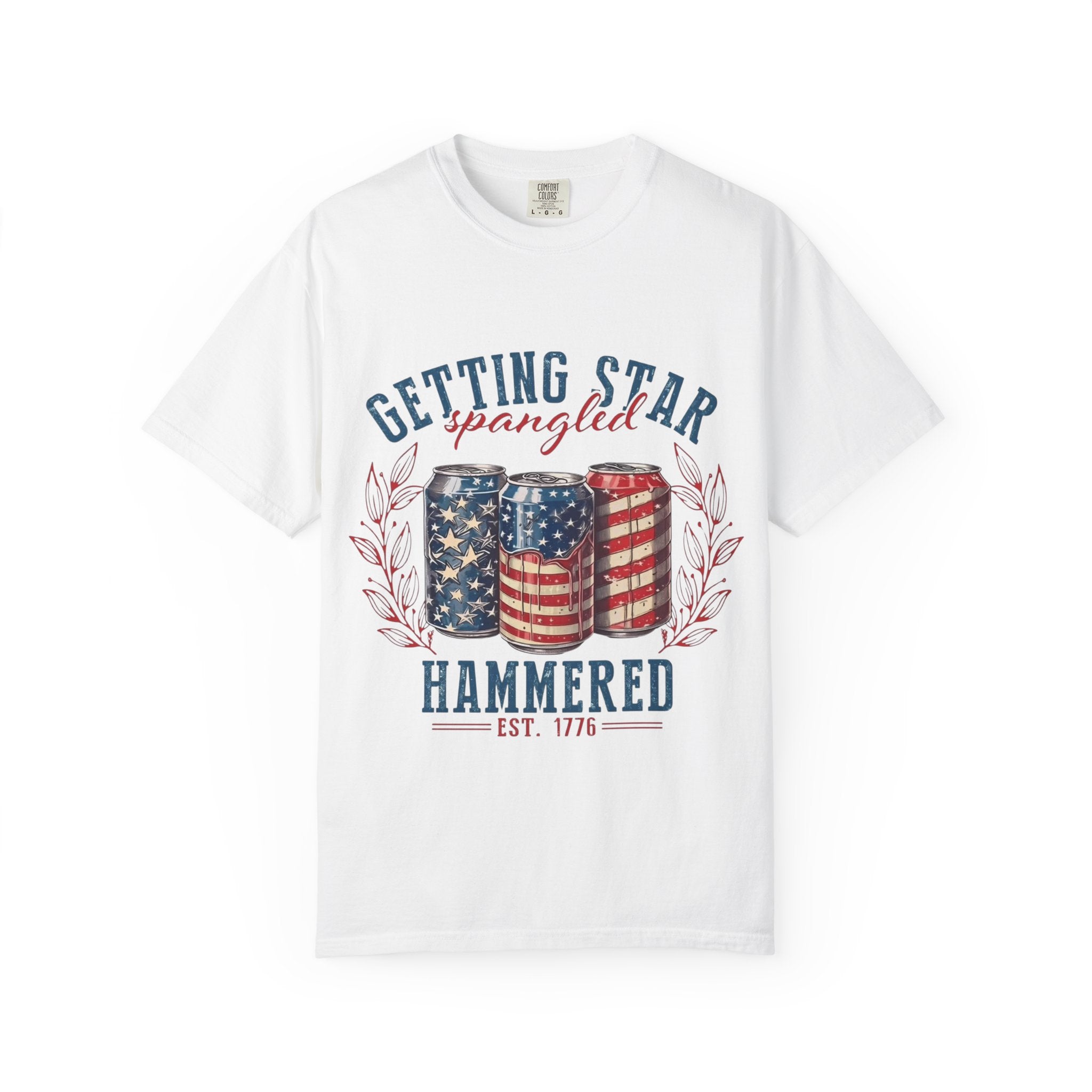 Getting Star Spangled Hammered T-Shirt — Patriotic Beer Can Graphic