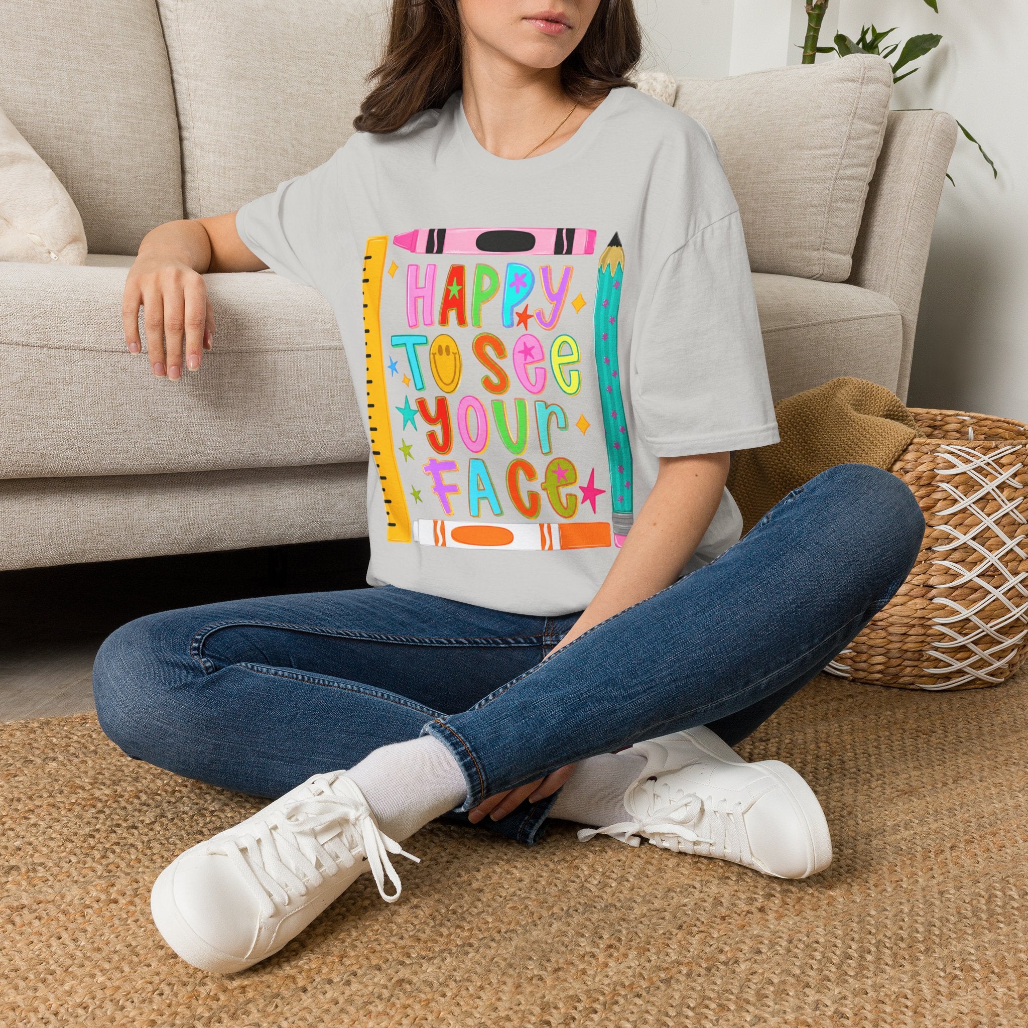 “Happy To See Your Face” Teacher Tee