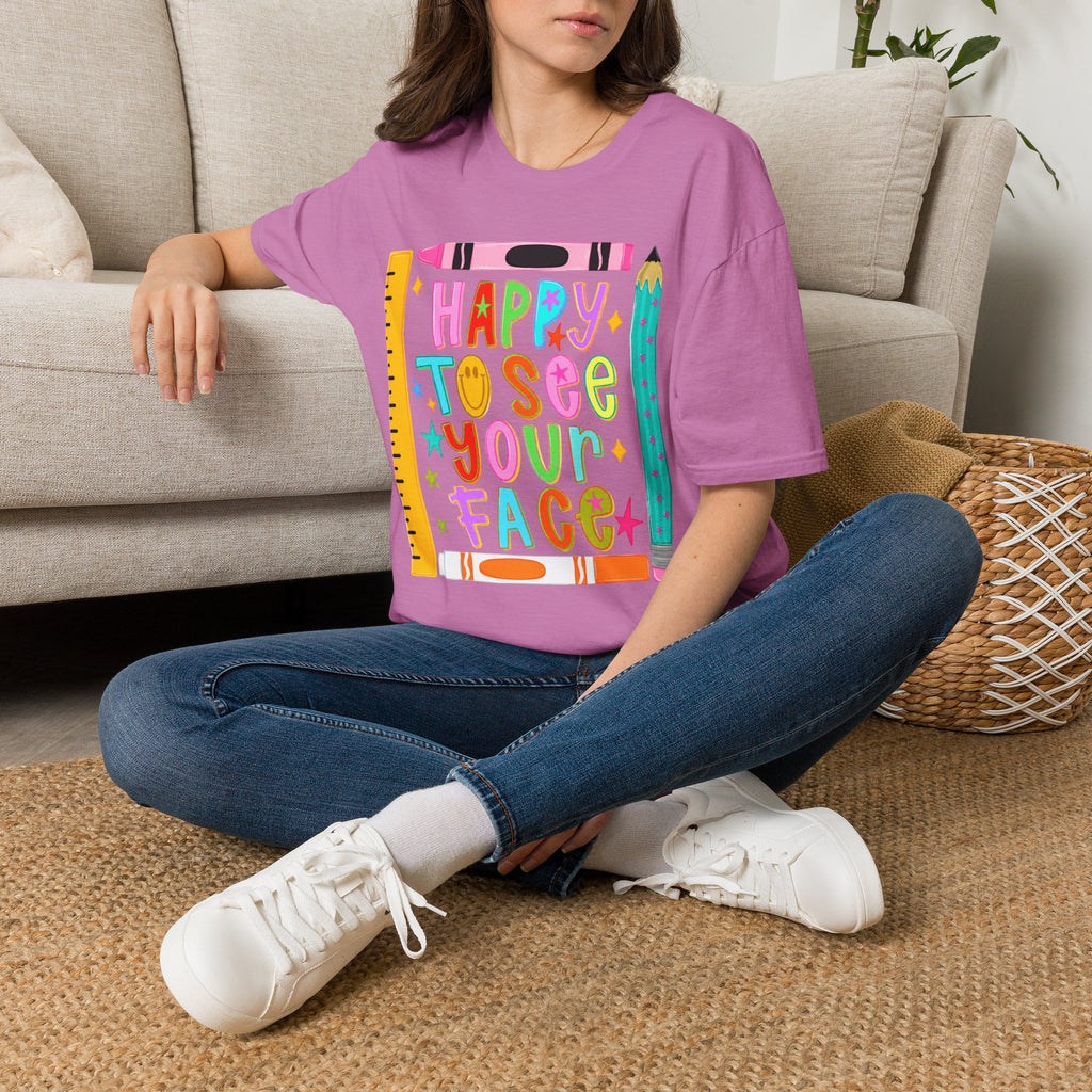“Happy To See Your Face” Teacher Tee