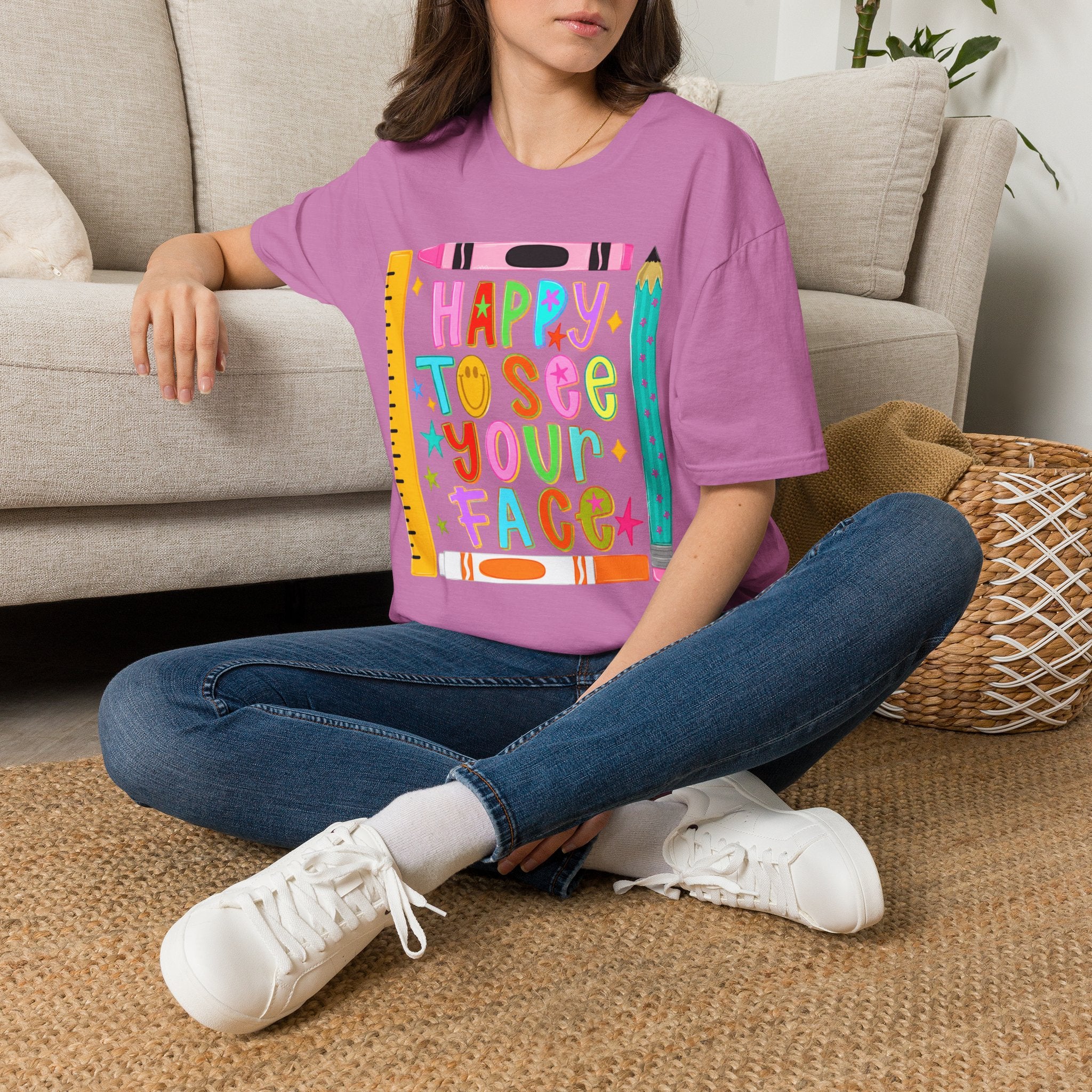 “Happy To See Your Face” Teacher Tee