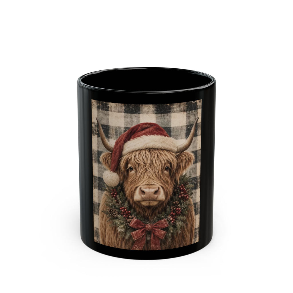 Rustic Christmas Highland Cow Mug
