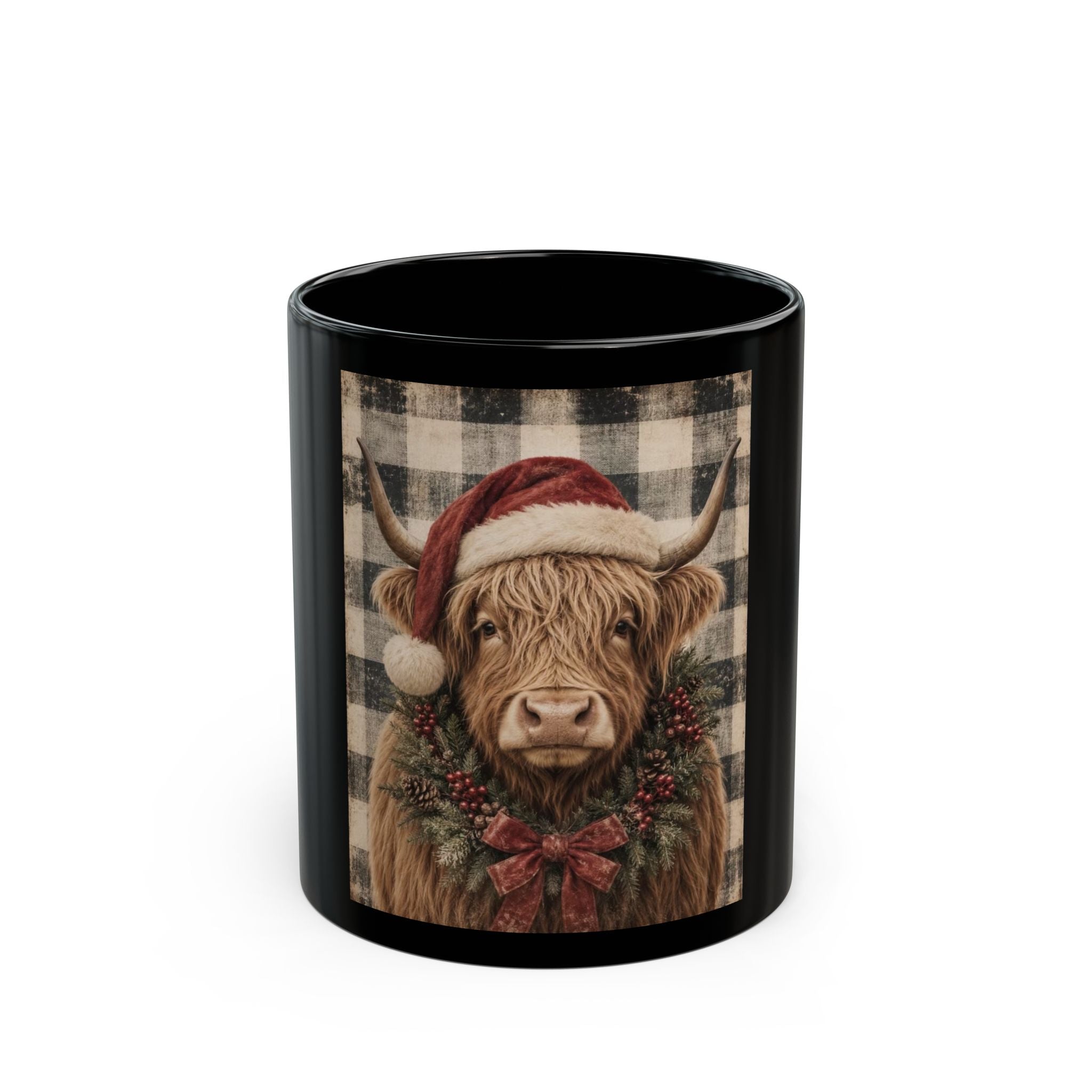 Rustic Christmas Highland Cow Mug