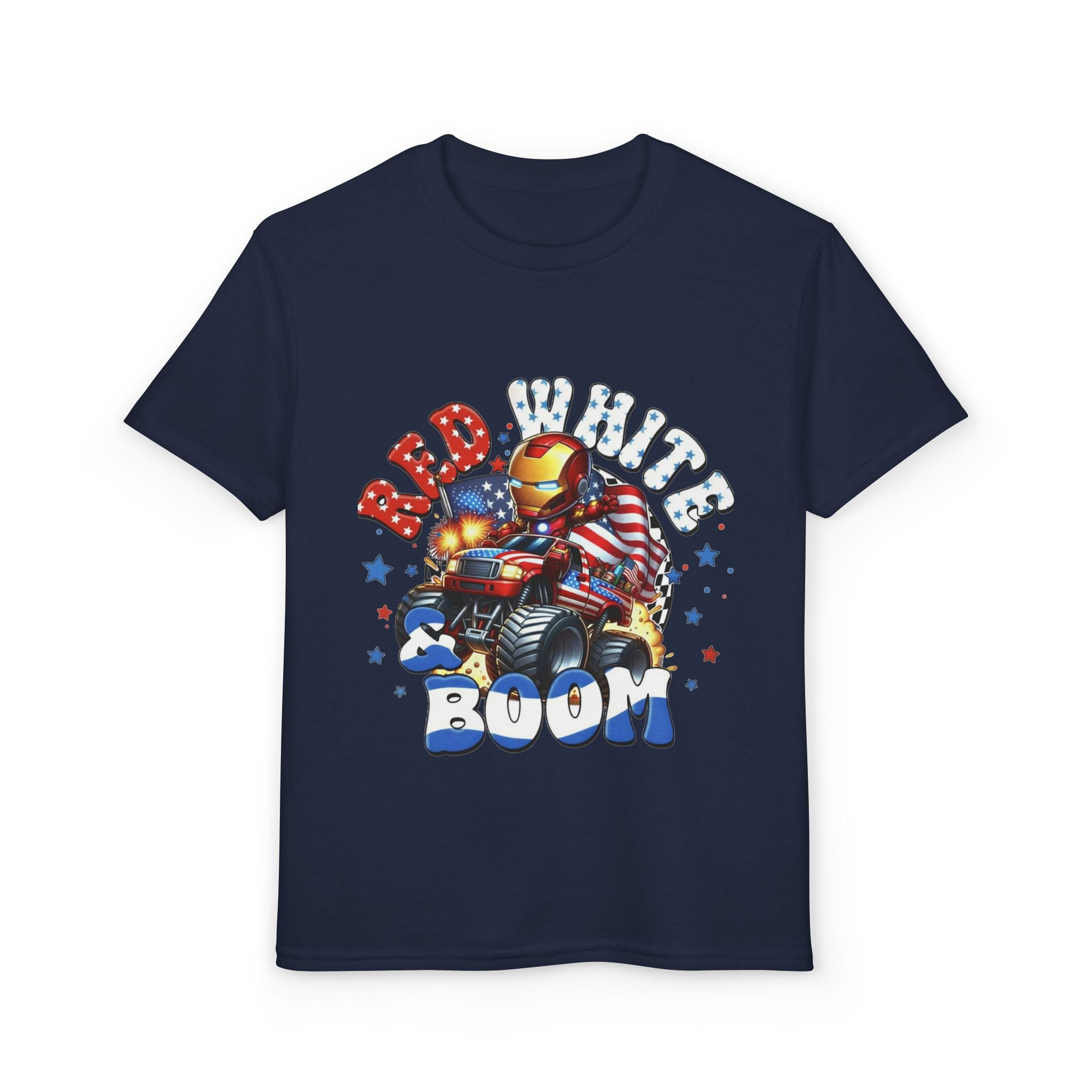 Youth T-Shirt — "Red White Boom" Patriotic Graphic