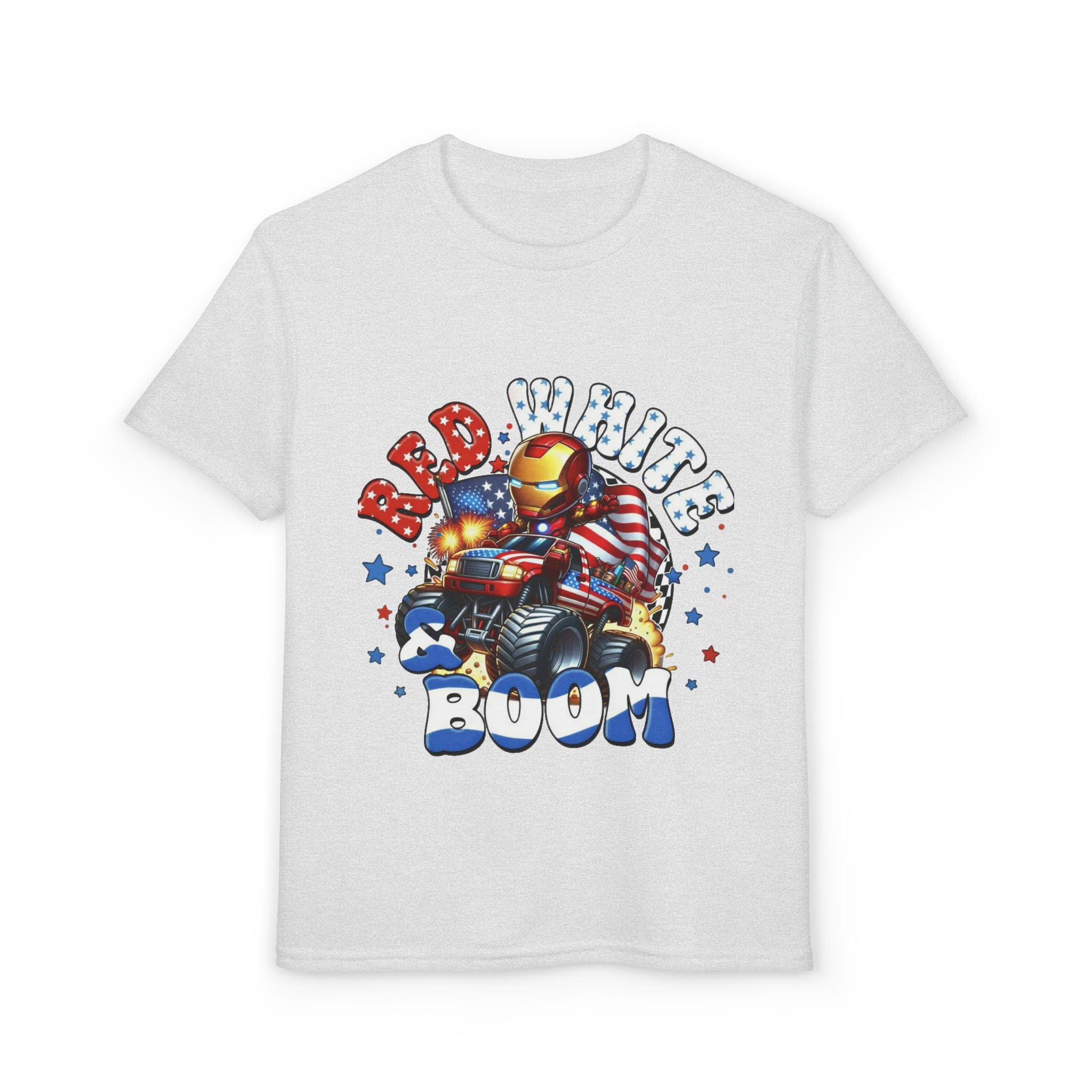 Youth T-Shirt — "Red White Boom" Patriotic Graphic
