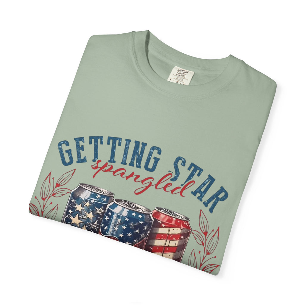 Getting Star Spangled Hammered T-Shirt — Patriotic Beer Can Graphic