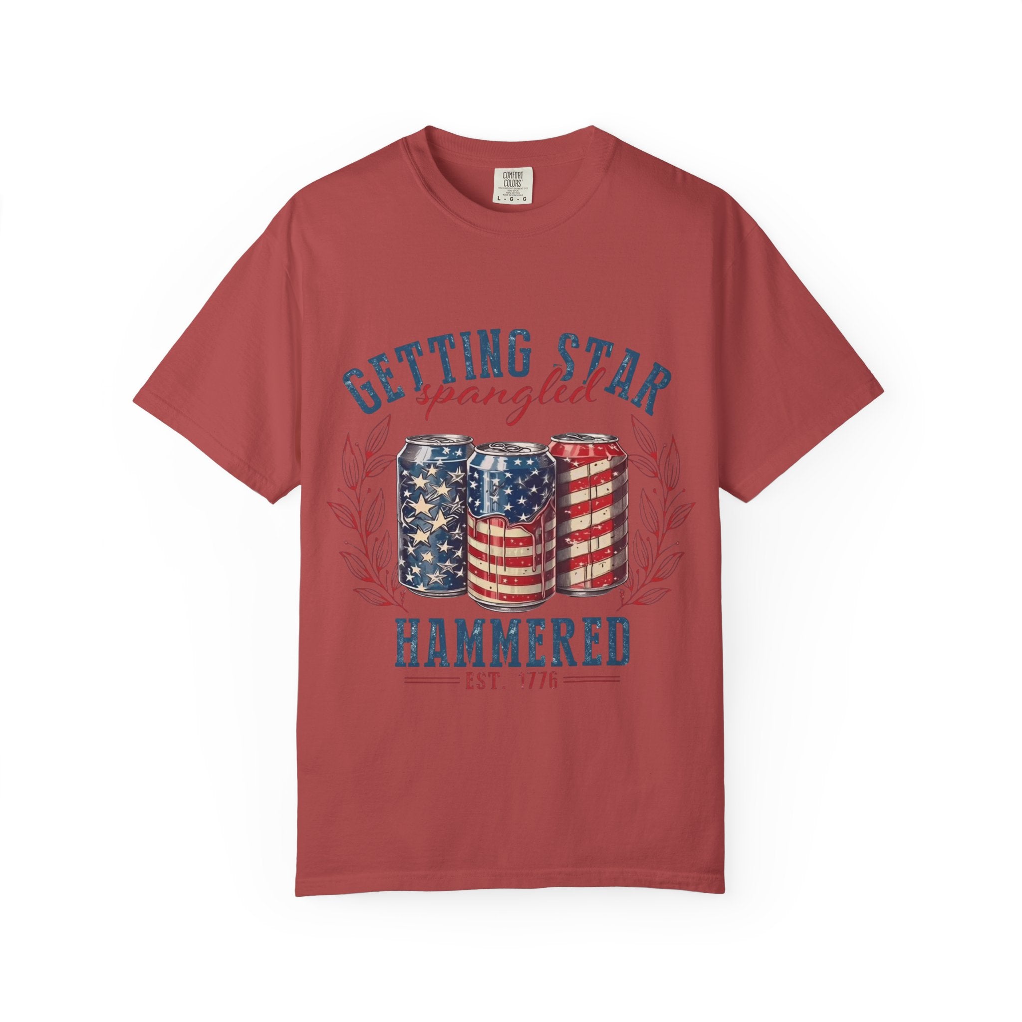 Getting Star Spangled Hammered T-Shirt — Patriotic Beer Can Graphic