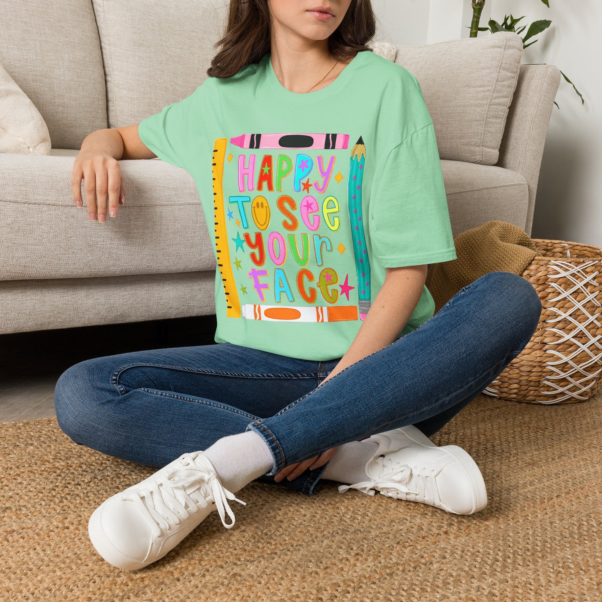 “Happy To See Your Face” Teacher Tee