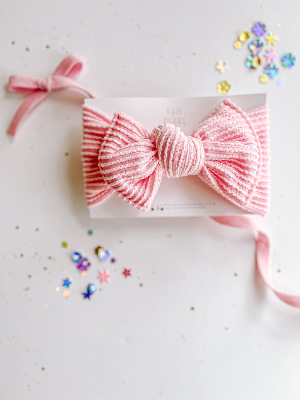 Light Pink Ribbed Baby Bow Turban