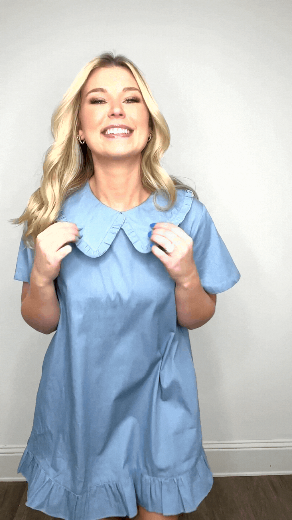 Chambray Dress with Wide Collar
