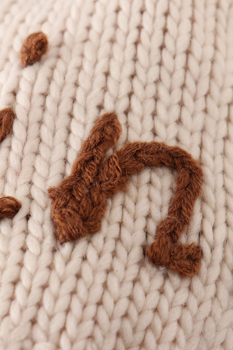 Hand embroidered pom pom beanie hat mama & mini
