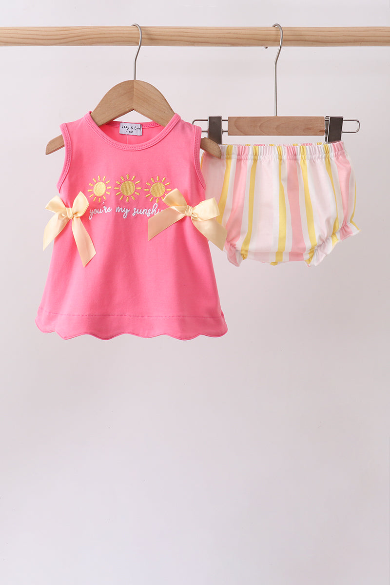 You're My Sunshine Bow Stripe Bloomer Set