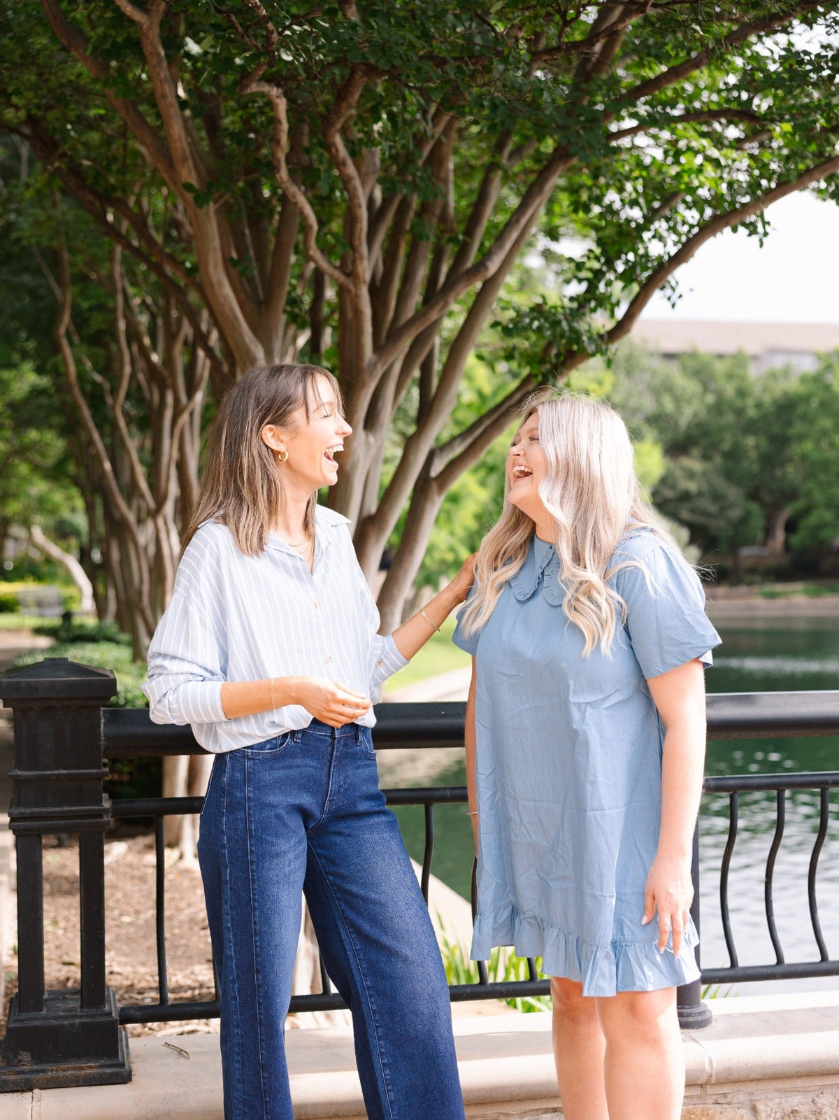 Chambray Dress with Wide Collar