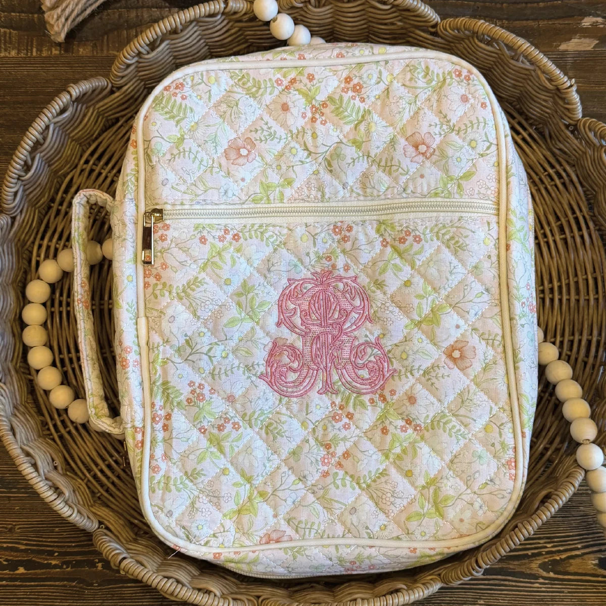 Pink and Green Floral Bible Cover